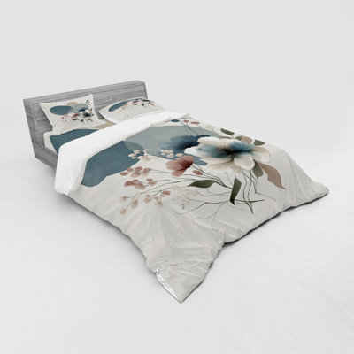 Ensemble de literie Ambesonne Monstera et bleu gris et rosé