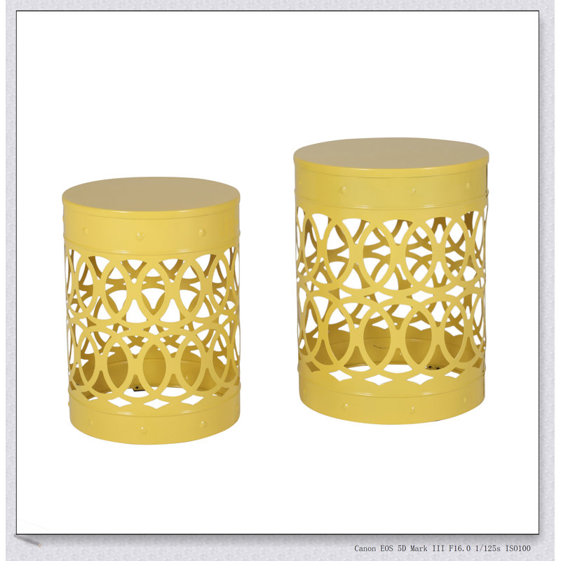 Ensemble de tables d'appoint modernes en métal avec design élégant en fer pour une utilisation durable et élégante, Yellow