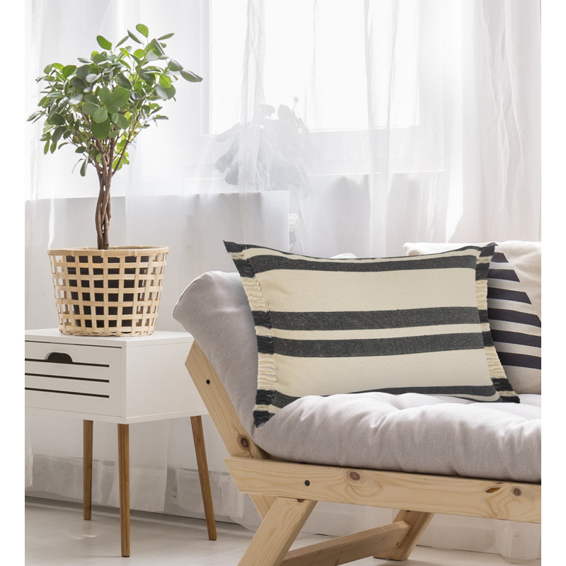 Coussin décoratif à rayures 100% coton Modern, Housse de coussin seulement - sans coussin