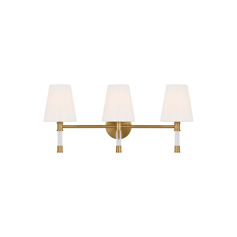 Hanover 3-Light Burnished Brass Vanity Light with Milk Glass Shades