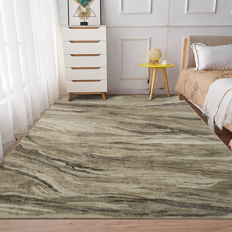 Abstract Machine Washable Rug with Rubber Backing for Living Room Modern Non-Slip Dining Room Rug Non-Shedding Rugs for Bedroom Floor Carpet for Playroom