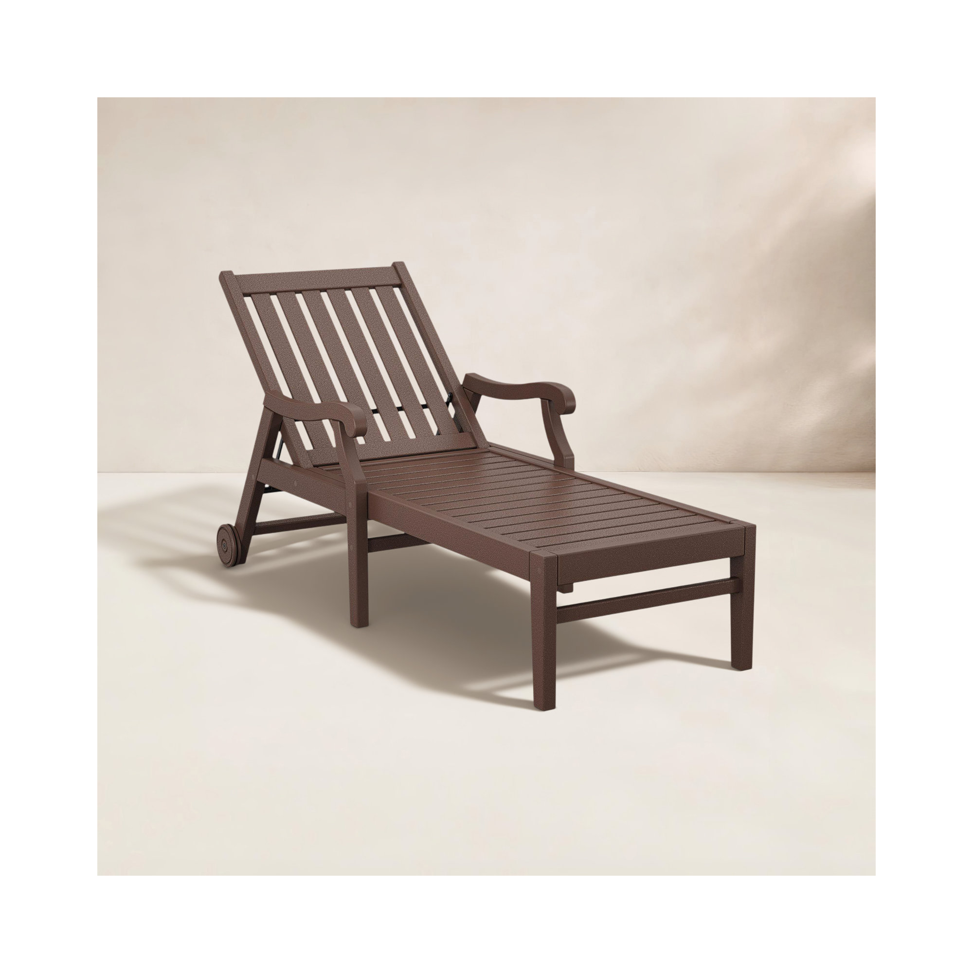 POLYWOOD x Birch Lane Verlyn Chaise with Arms and Wheels, Mahogany