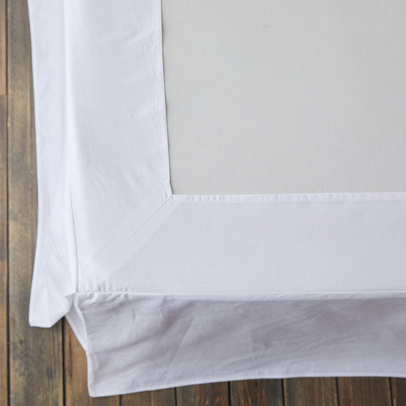 French Linen Wrap Around Bed Skirt with Pleated Corner Drop, Queen, White, 18