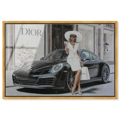 «Urgent Stop at Her Favorite Store», reproduction d'art acrylique encadrée par Art Remedy, cadre doré, 54 x 36