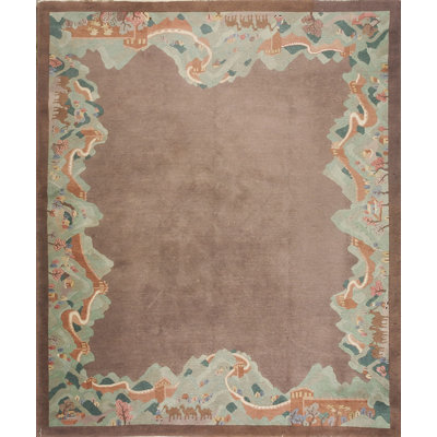Tapis brun antique en laine noué à la main