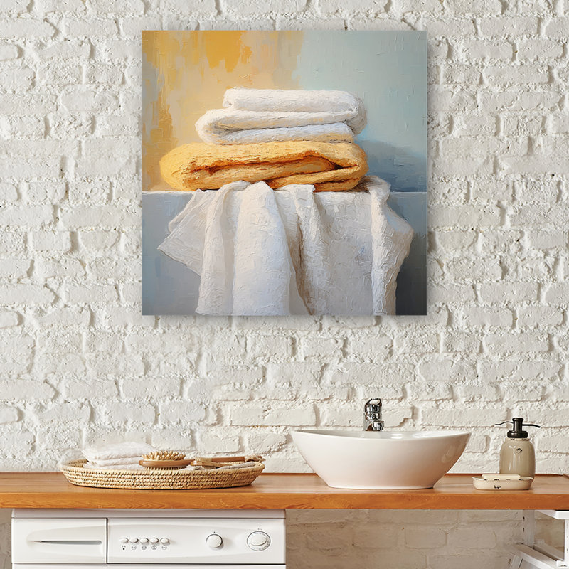 Linge à linge blanc et orange 2 - Art mural, H 40 po x l 30 po x P 1,5 po