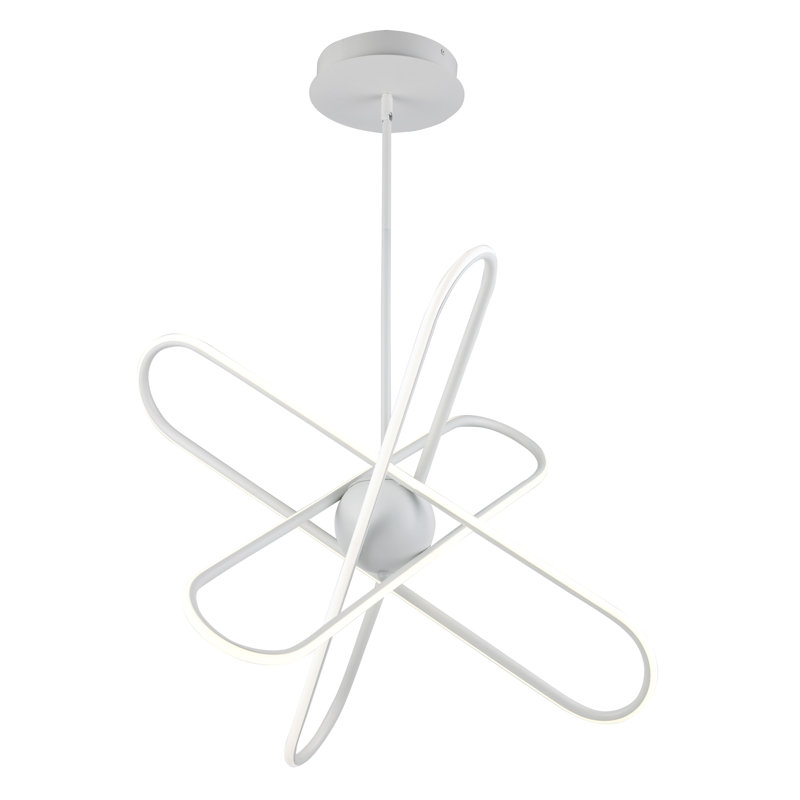 Luminaire suspendu unique à 3 lumières DEL Orchimont, Blanc, H 18,7 po x l 25 po x P 27,5 po