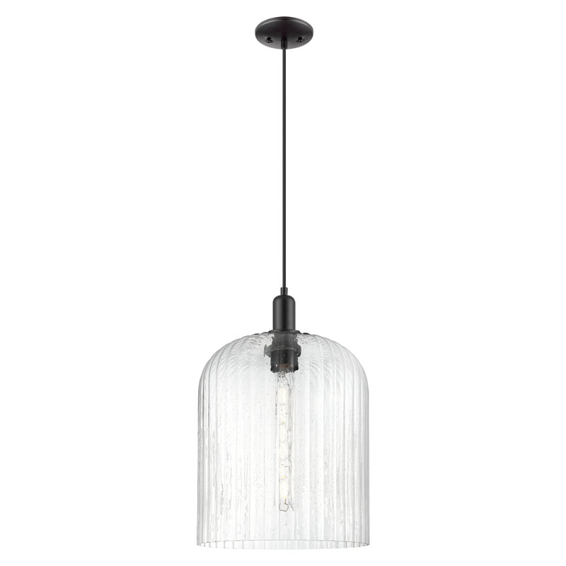 Mini luminaire suspendu suspendu 1 lumière Downtown, H 18,38 po x l 12 po x P 12 po, Grainé, Noir mat