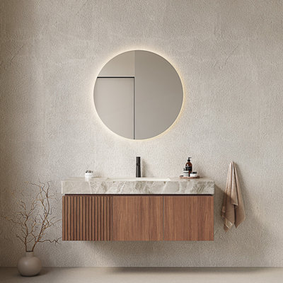 Meuble-lavabo de salle de bain avec lavabo, armoire de rangement murale avec tiroir et portes