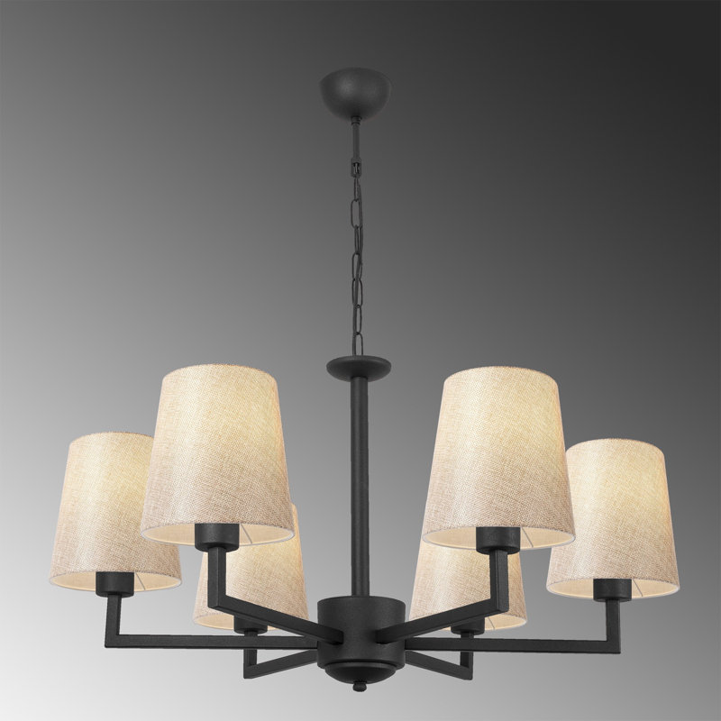 Gilmore 6 - Light Shaded Chandelier, Black Cream