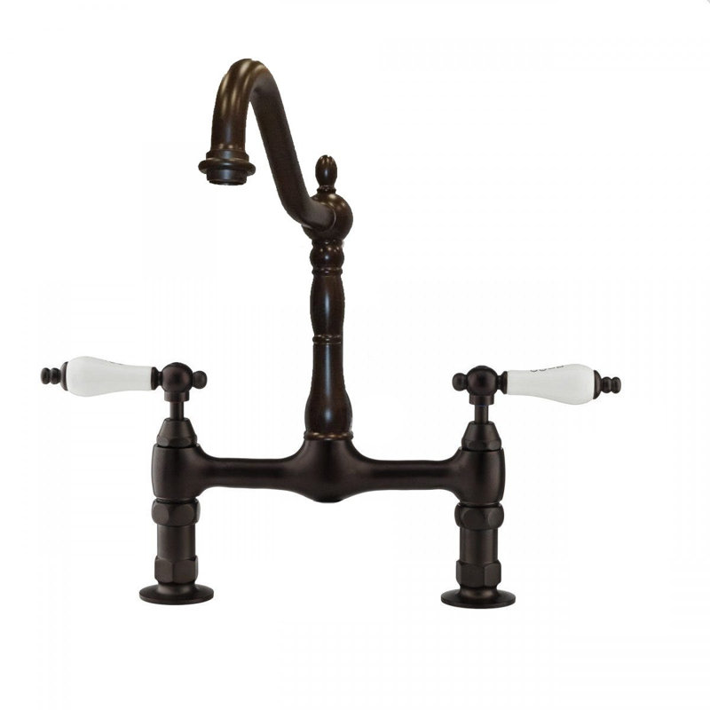 Robinet de cuisine à deux poignées, Bronze huilé