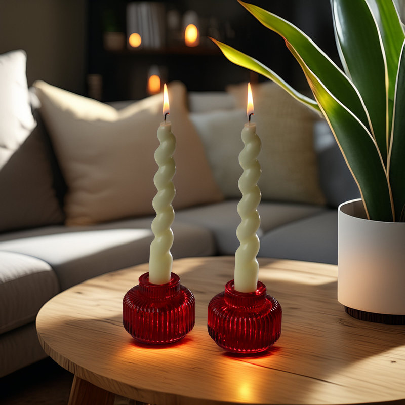 Ensemble de 4 chandeliers cannelés en verre rouge cannelés 2 en 1 (ensemble de 4) | 47CC0D1D00D04A82BCA4DDC86973E38C, Rouge
