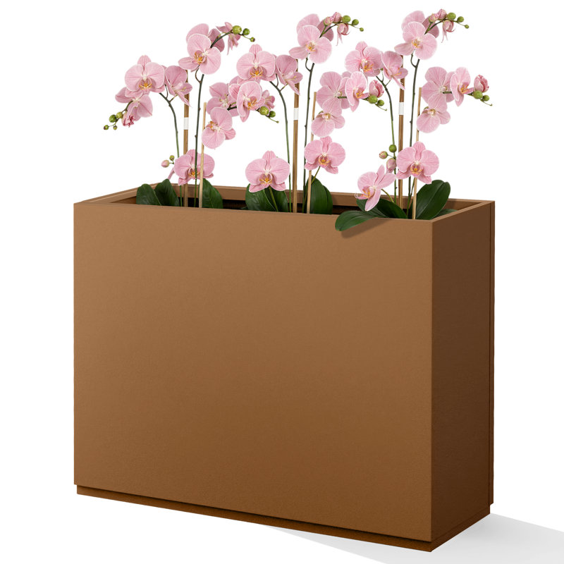 Metal Planters Box– Rectangular Large Brown Planter for Outdoor Plants and Garden Use,Sleek Planter Box with Drainage Holes ,Vegetables and Flowers
