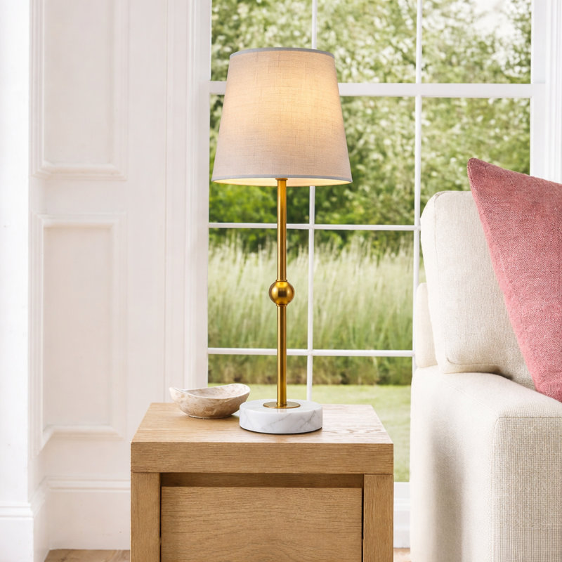 Lampe de table à DEL sans fil de 17,5 po - rechargeable et à intensité variable avec ampoule magnétique amovible, base en marbre, finition laiton, - lumière d'appoint luxueuse abordable pour chambre à coucher, bar, restaurant, décor urbain
