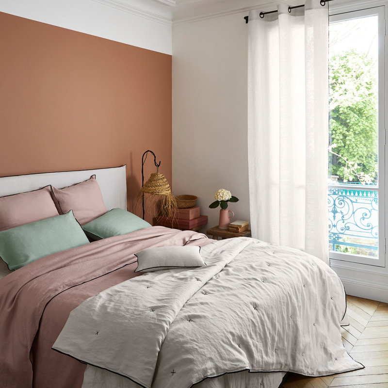 Carlina Linen Semi Sheer Curtain Single Panel, Width 144 x Drop 280cm, Light Beige