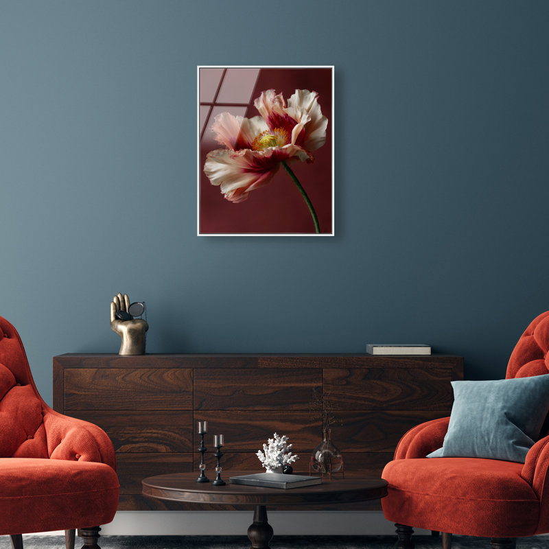 Merlot Blush Blossom I High-Gloss Frameless Acrylic Glass Wall Art Floral & Botanical Print by Oliver Gal, Ready to Hang, 16 x 20