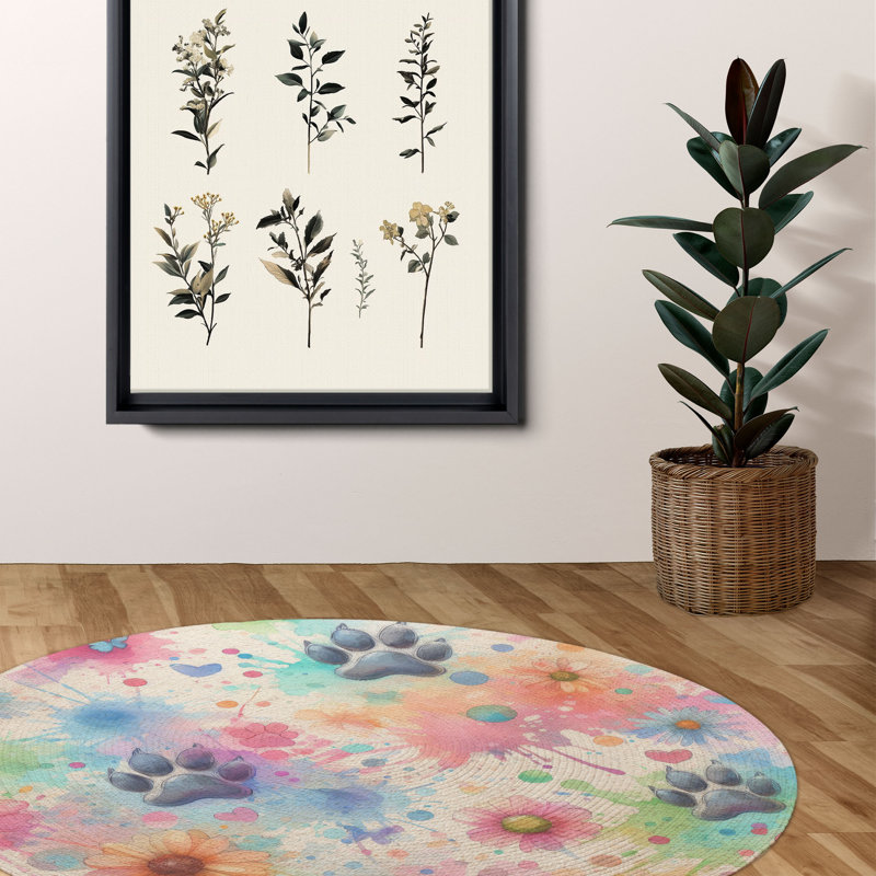 Tapis tressé Pet Paw, Rond 5 pi