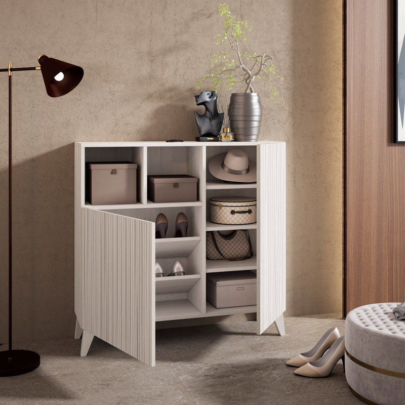 Moss 12 Pair Shoe Storage Cabinet, Cream