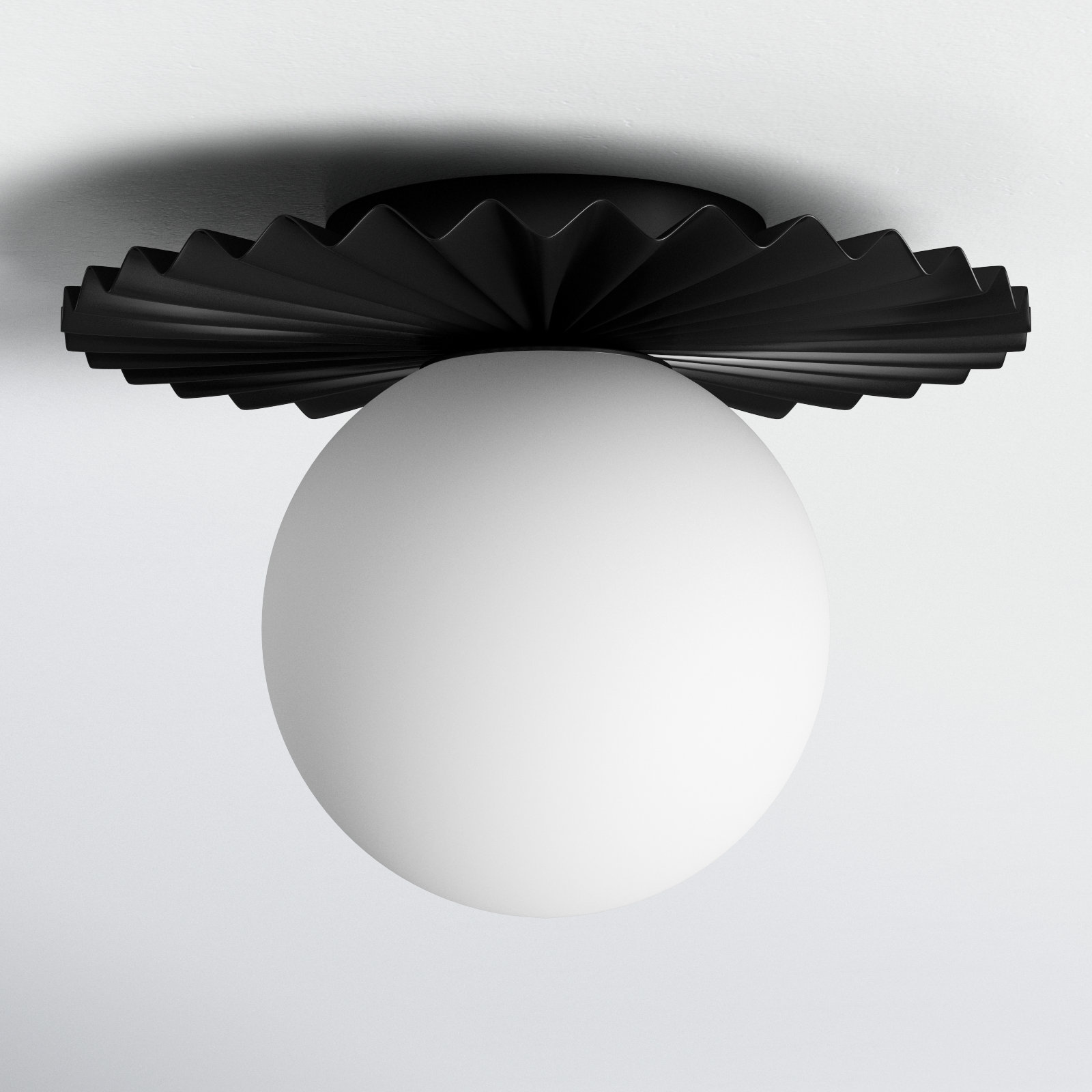 Abbey Glass Flush Mount, Matte Black
