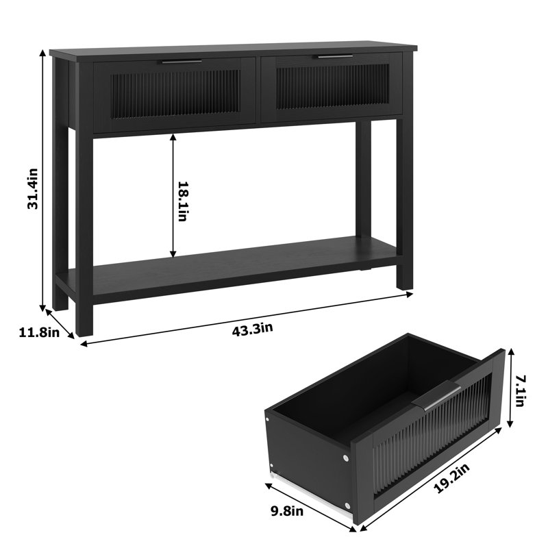 Davaya 43.3'' Console Table, Black