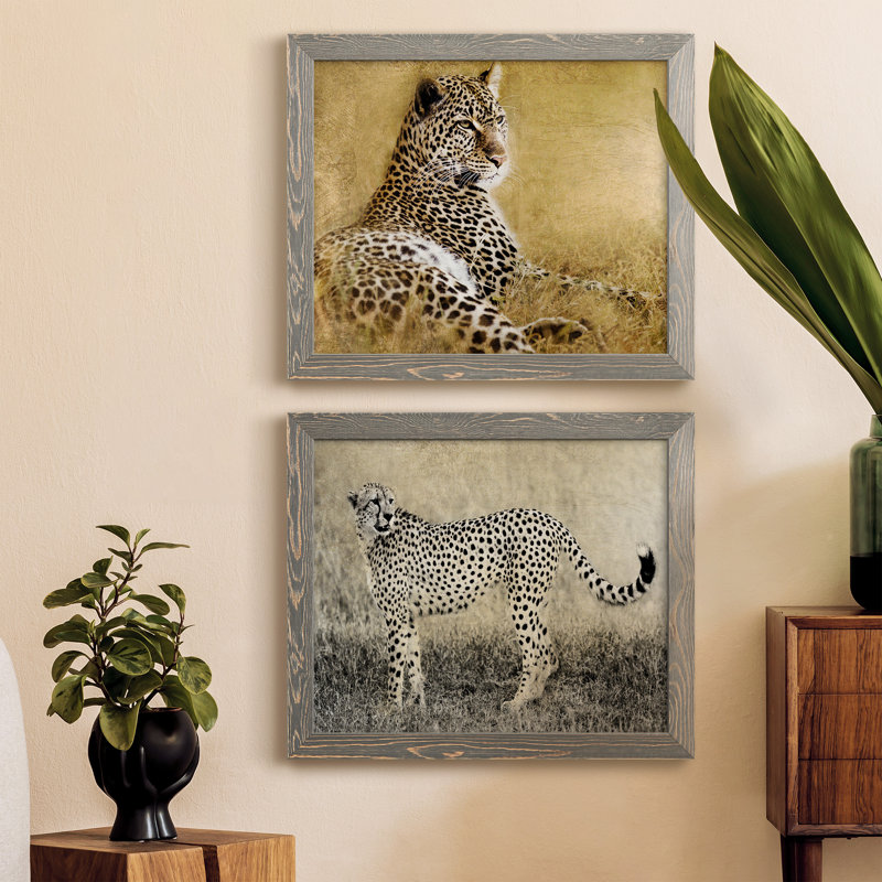 Tall Grass Gold - ensemble de 2 photos sur toile tendues, H 20 po x l 34 po x P 1,5 po, Encadré gris