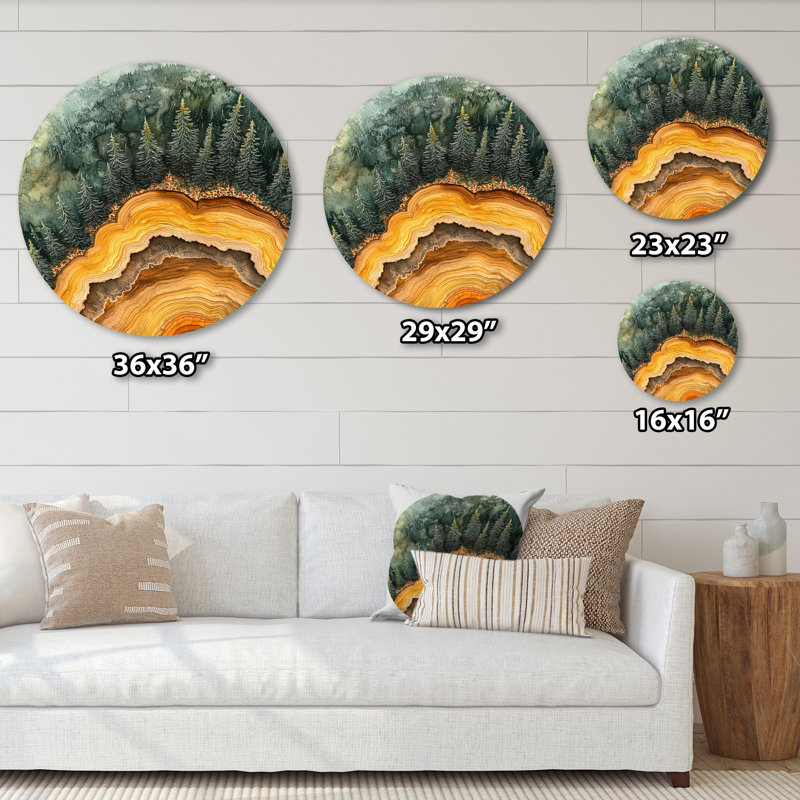 Décoration murale ronde en métal Abdia - Forest, H 16 po x l 16 po