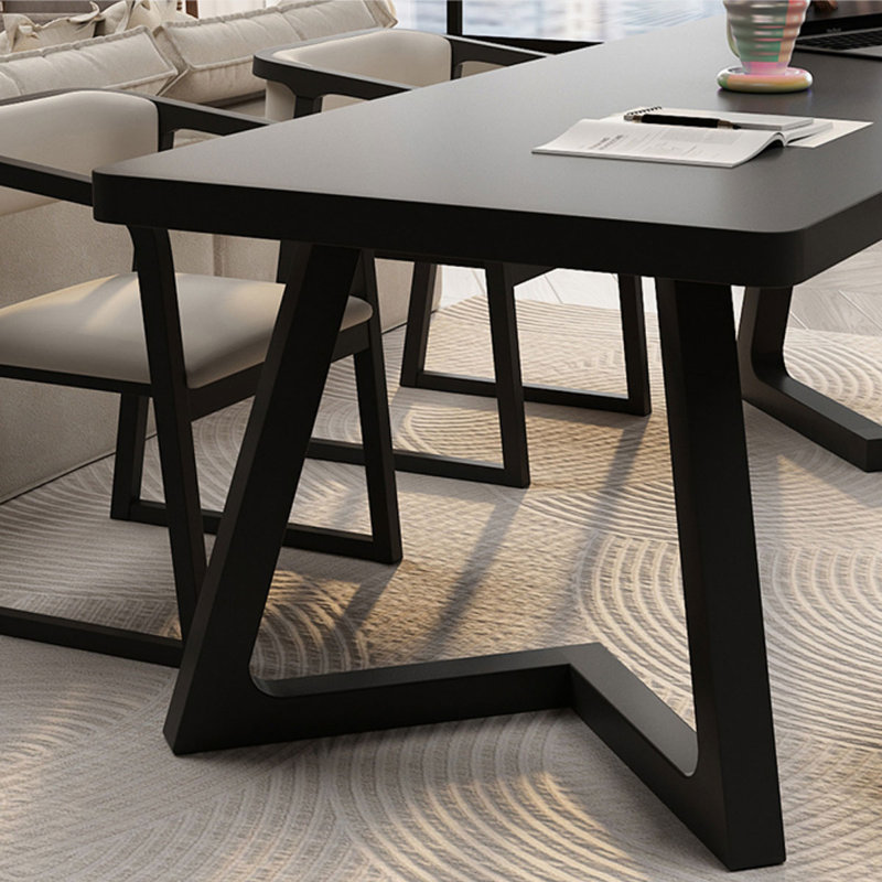 Black Rectangular Solid Wood Dining Table, 29.53"H x 70.87"L x 31.5"W