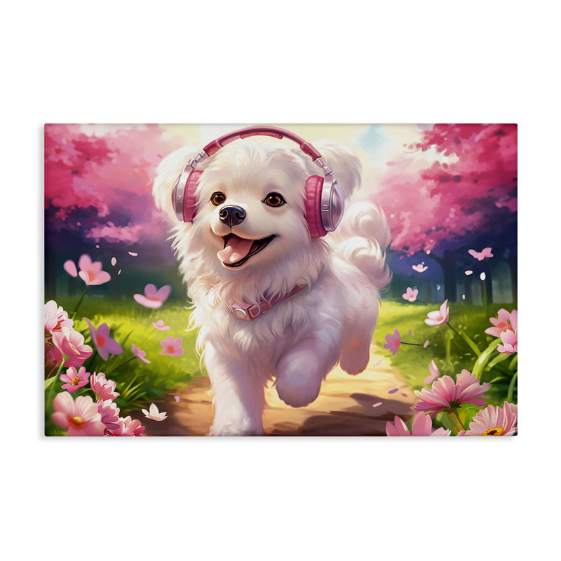 Toile «Happy Puppy On A Walk», conception par Image World, H 30 po x l 45 po