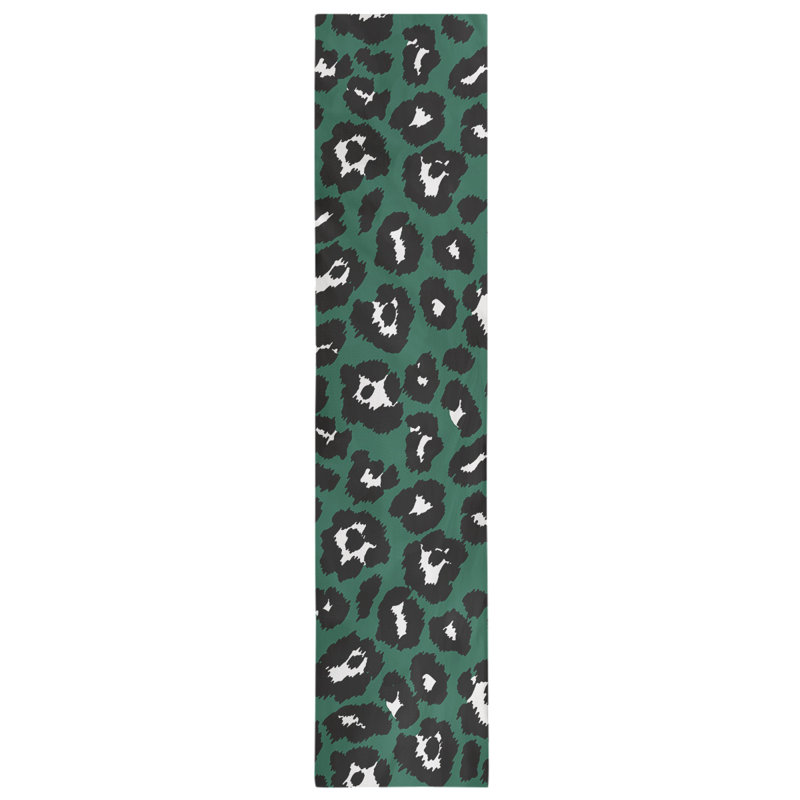 Animal Print Table Runner, 72" x 16", Light Green/Black/White