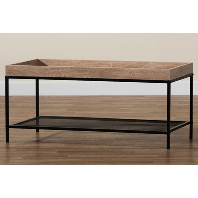 Modern Contemporary Home Office Utility Coffee Cocktail Table Oak Brown/Black Finish -  17 Stories, A27A6692483846DBAA9A44CE7E4B62FC