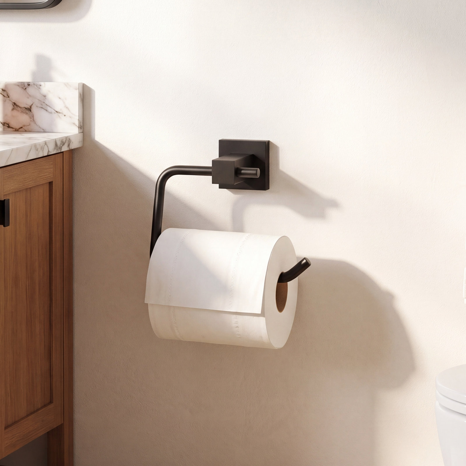 Cube Toilet Paper Holder, Matte Black