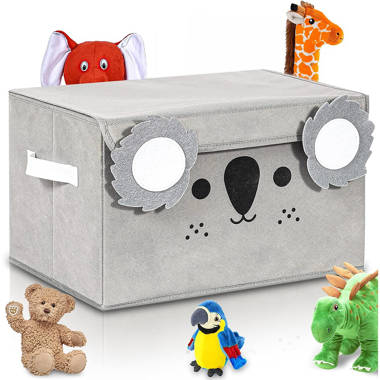 Wooden Kids Toy Storage Organizer with Lid-Gray