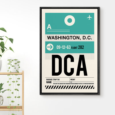IRS05-IDEA4WALL Framed Canvas Print Wall Art Washington, D.C. Airport Poster Places Cityscape Typography Modern Art Mid Century Modern Colorful Ultra For Living Room, Bedroom, Office