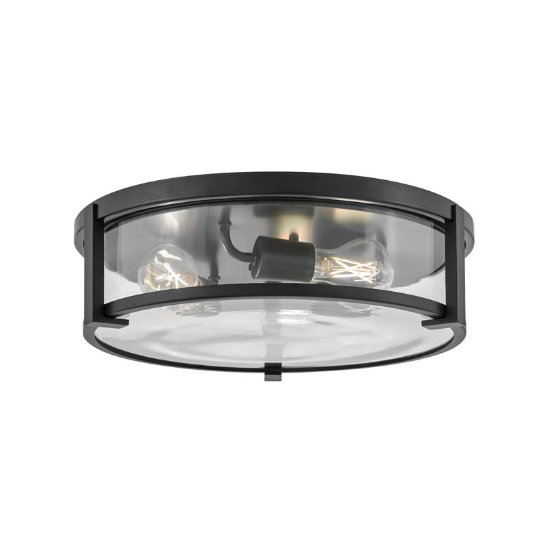 Plafonnier encastré à trois lumières Lowell, Noir / verre transparent