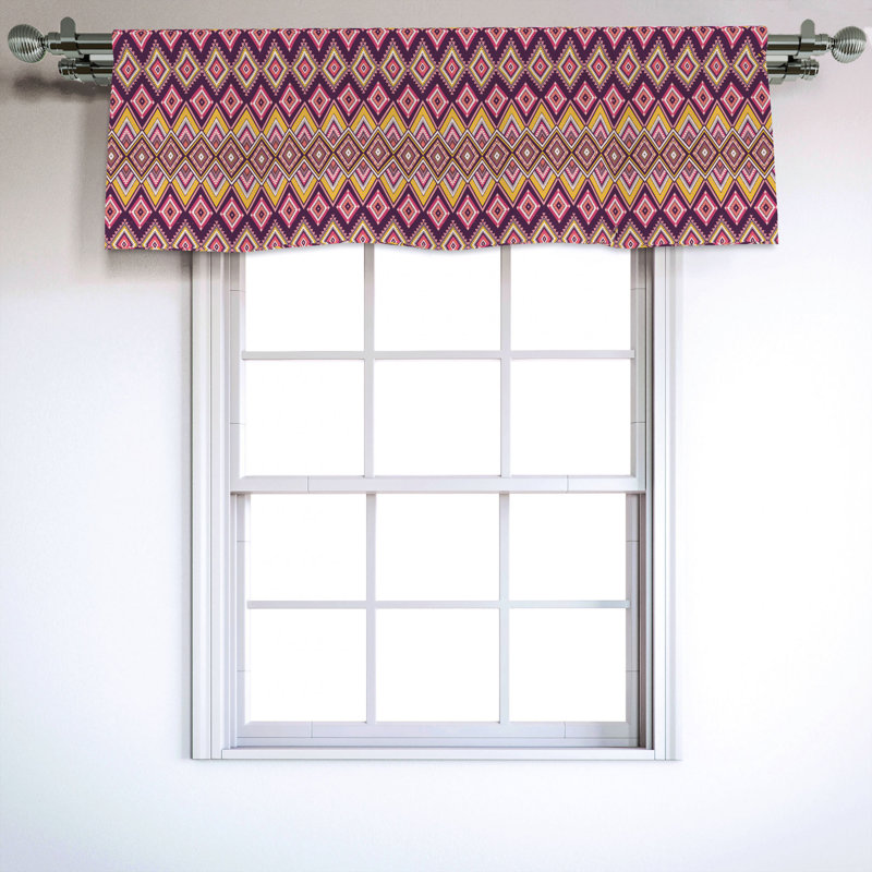 Sateen Geometric Ruffled Window Valance