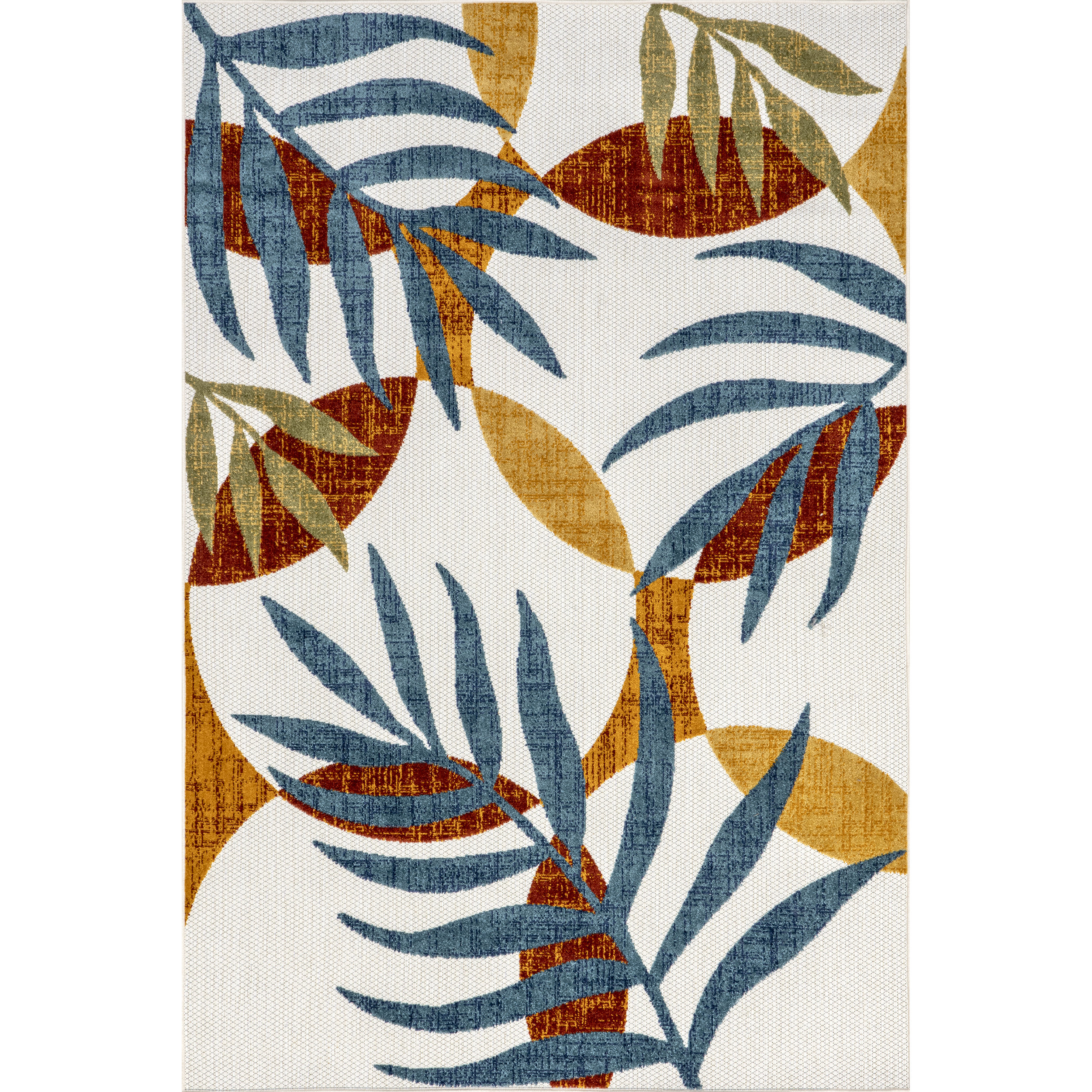 Bayou Breeze Saskia Abstract Leaves Indoor/Outdoor Area Rug | Wayfair