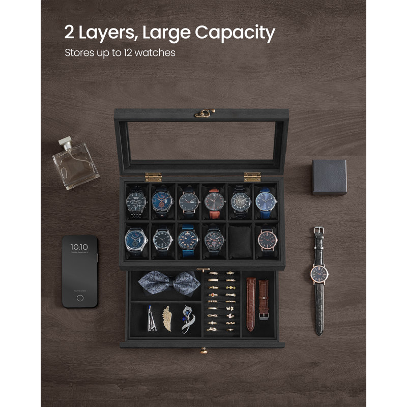 Sumbul Steel Watch Box +, Black