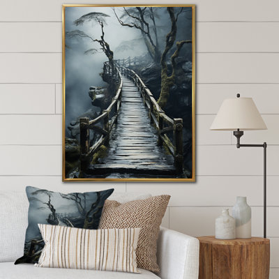 «Belony Grey Bridge Tranquil Passage Slate», reproduction sur toile