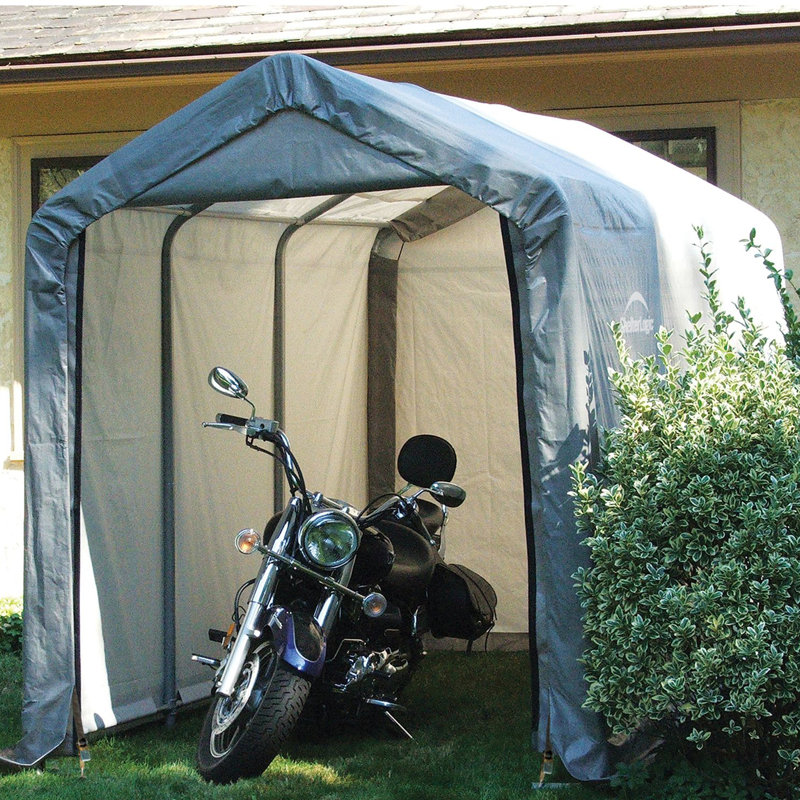 6' x 12' x 8' Gray Steel Portable Shed with Windows