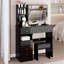 Table de meuble-lavabo de 37 po avec tabouret rembourré, rangement de grande capacité et commode pratique 37 po-718473622