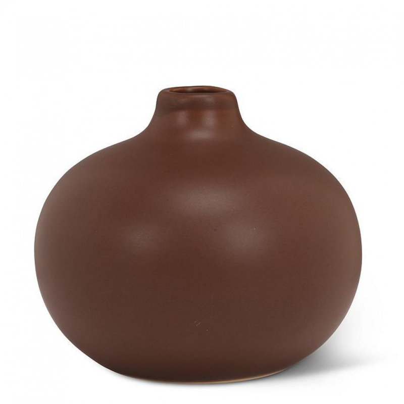 Ball Bud Vase, 3.50" H x 4" W x 4" D, Brown