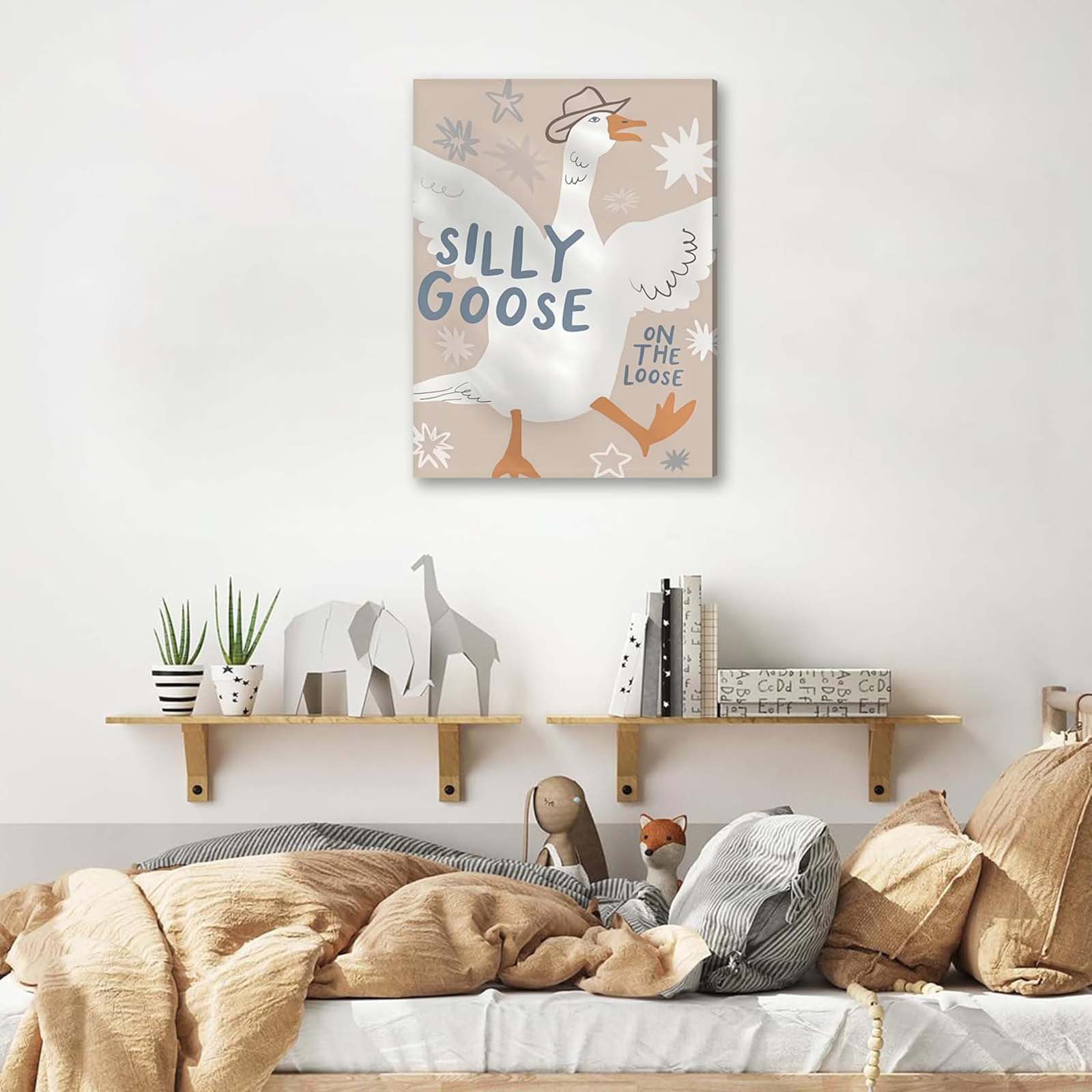 August Grove® Funny Nursery Wall Art, Cowboy Silly Goose On The Loose ...
