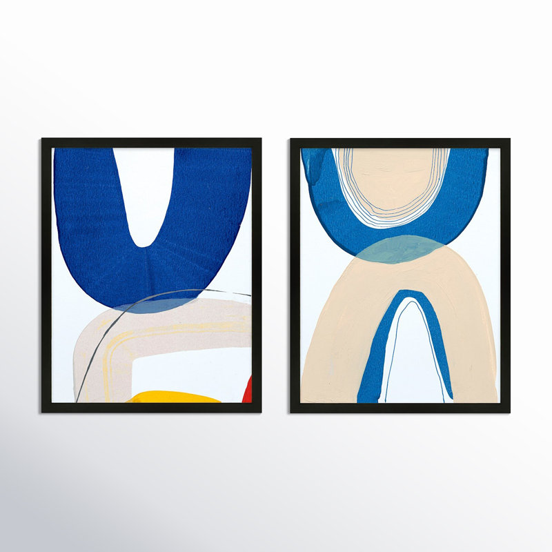 Unity Set Of 2 by Andrea Stokes, 38" H x 60" W x 1.25" D, Black Framed