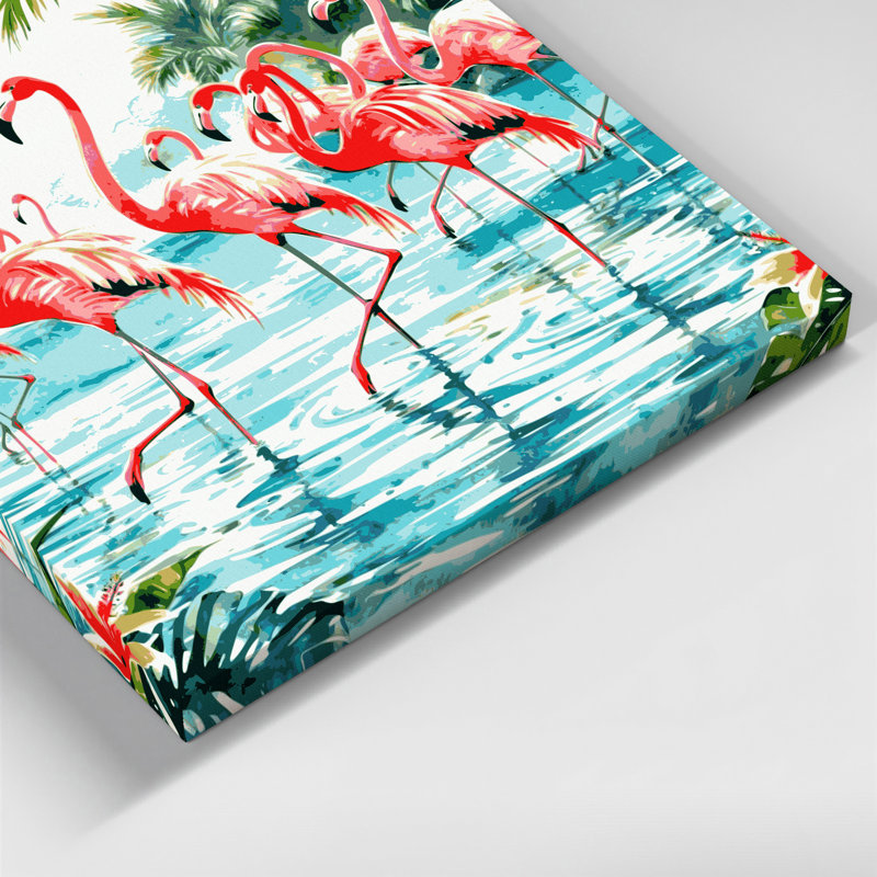 Art mural sur toile bleu flamants hawaïens, H 24 po x l 36 po