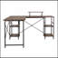 Bureau industriel en L avec tablettes de rangement, noyer Techni Mobile
