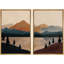 «Mid-Century Modern Brown Mountain Lake Landscape Decor», art mural, impression sur toile, 2 pièces-99016292-99016290