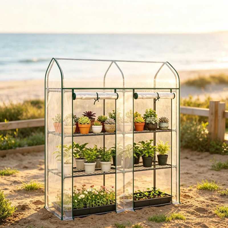 Portable Planters with Storage, 56.3 x 18.1 x 65 in Steel, Modern Home Garden