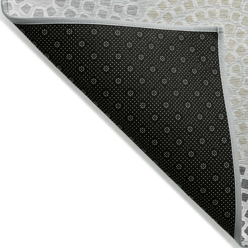 3' X 5' Gray And Taupe Geometric Washable Indoor Outdoor Area Rug