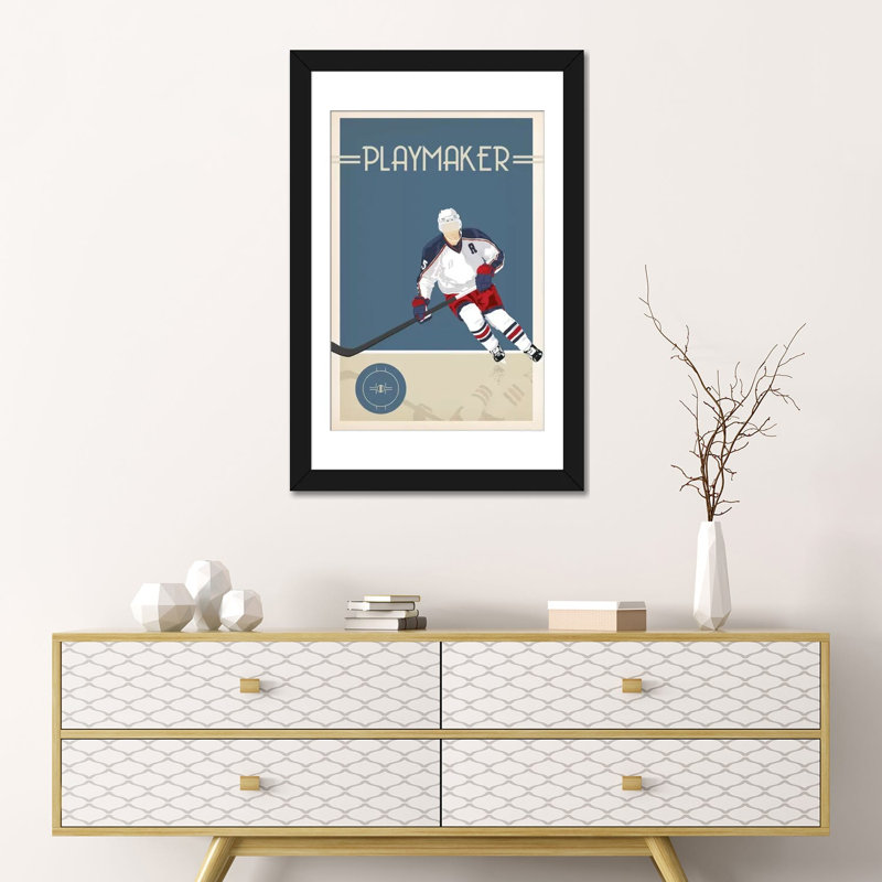 « playmaker », impression sur toile, H 24 po x l 16 po x P 1 po, Papier d'art encadré noir, Blanc