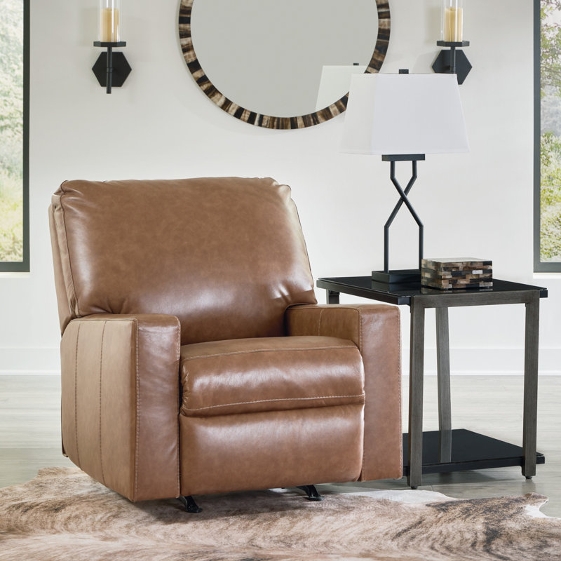 Caramel Leather Contemporary Rocker Recliner